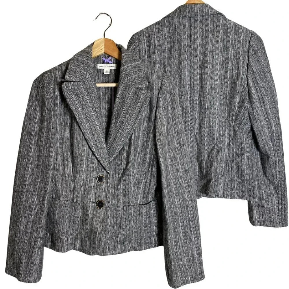 Banana Republic Wool Tweed Blazer Jacket Women's Size 8 Gray Career Formal